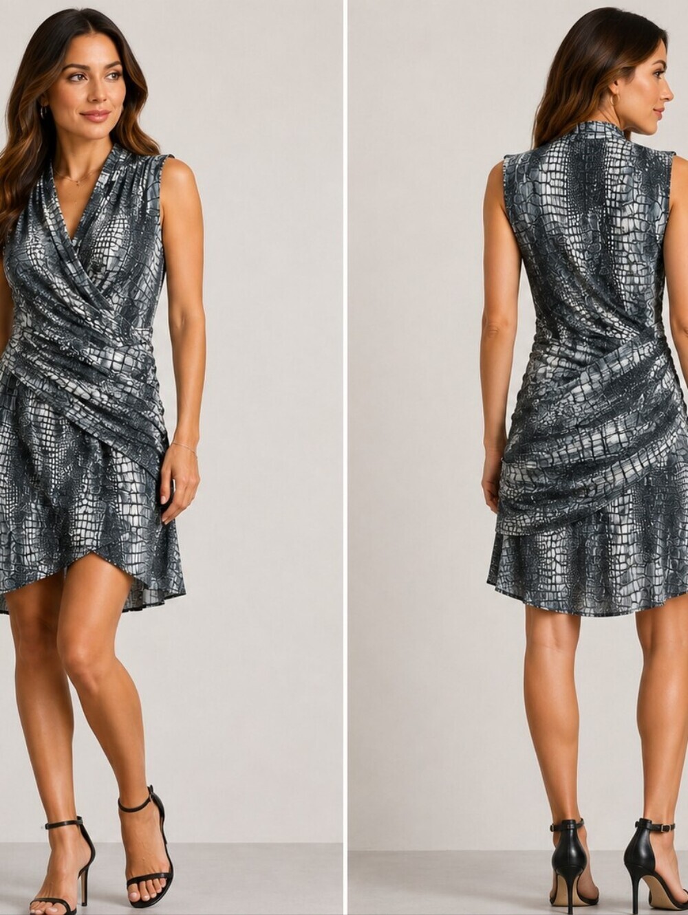 Kenneth Cole New York  Faux-Snakeskin Wrap Mini Dress